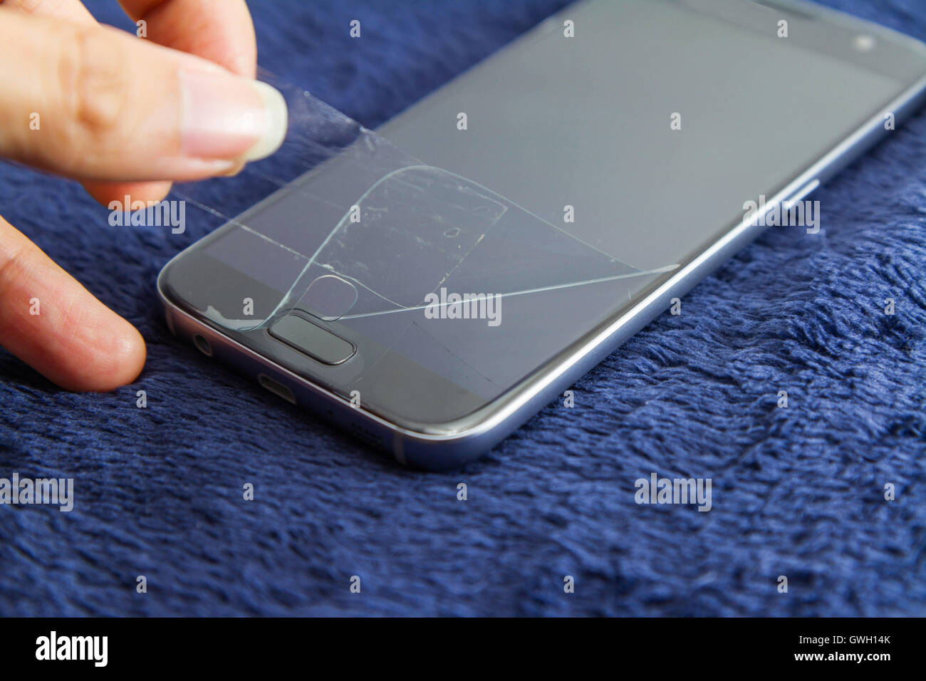 remove the smart phone screen protect Stock Photo Alamy