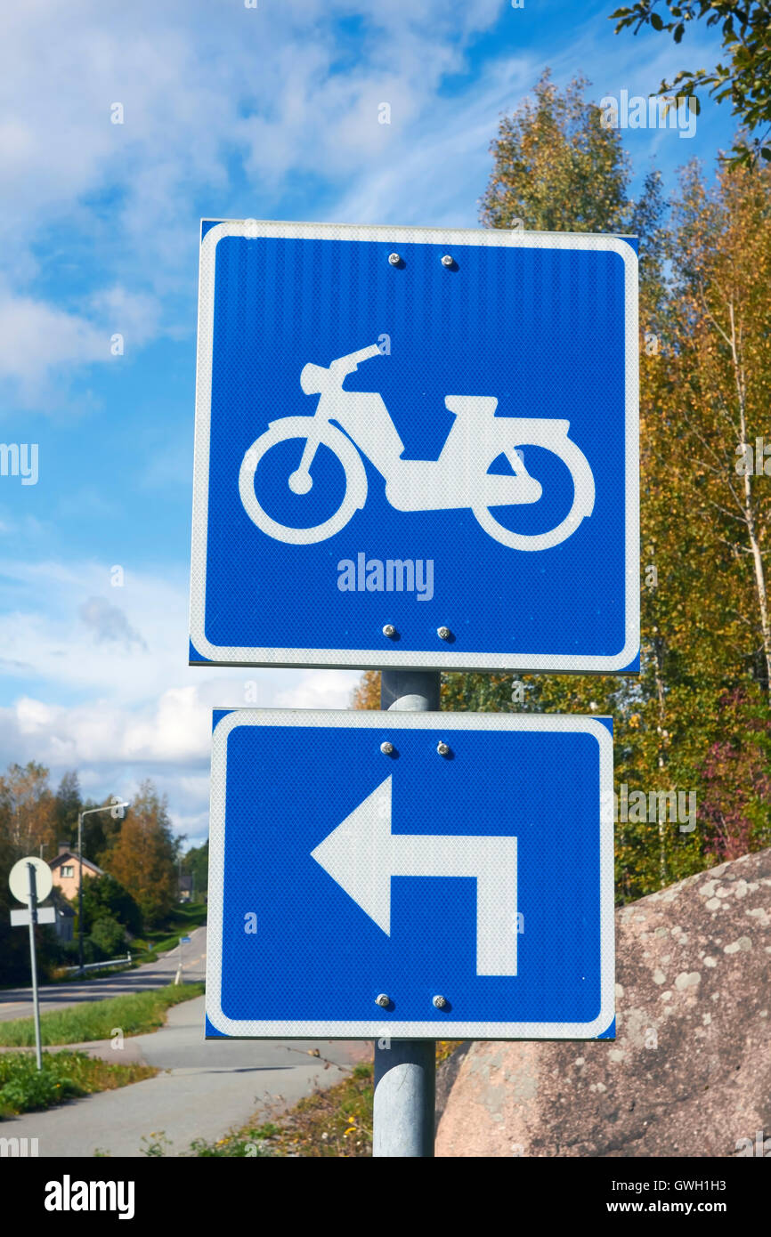 moped route traffic sign, Finland Stock Photo Alamy