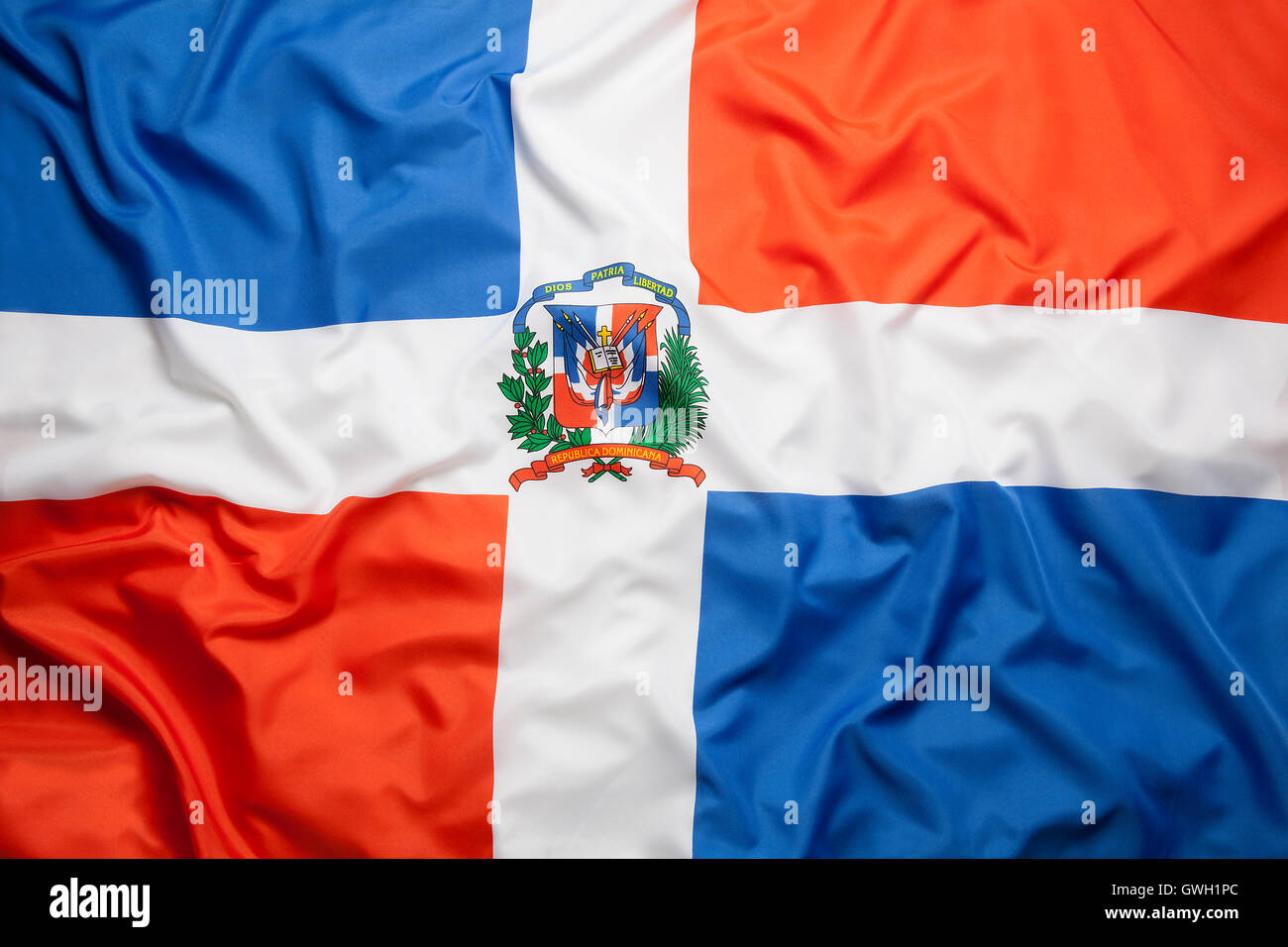 Textile flag of Dominican Republic for background Stock Photo