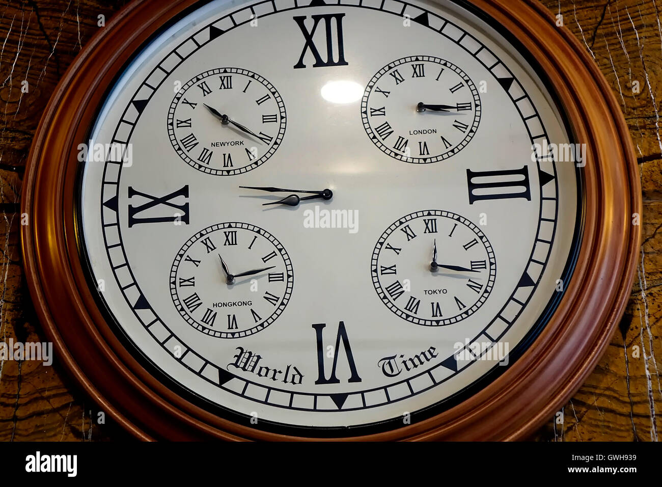 Round metal clock Stock Photo