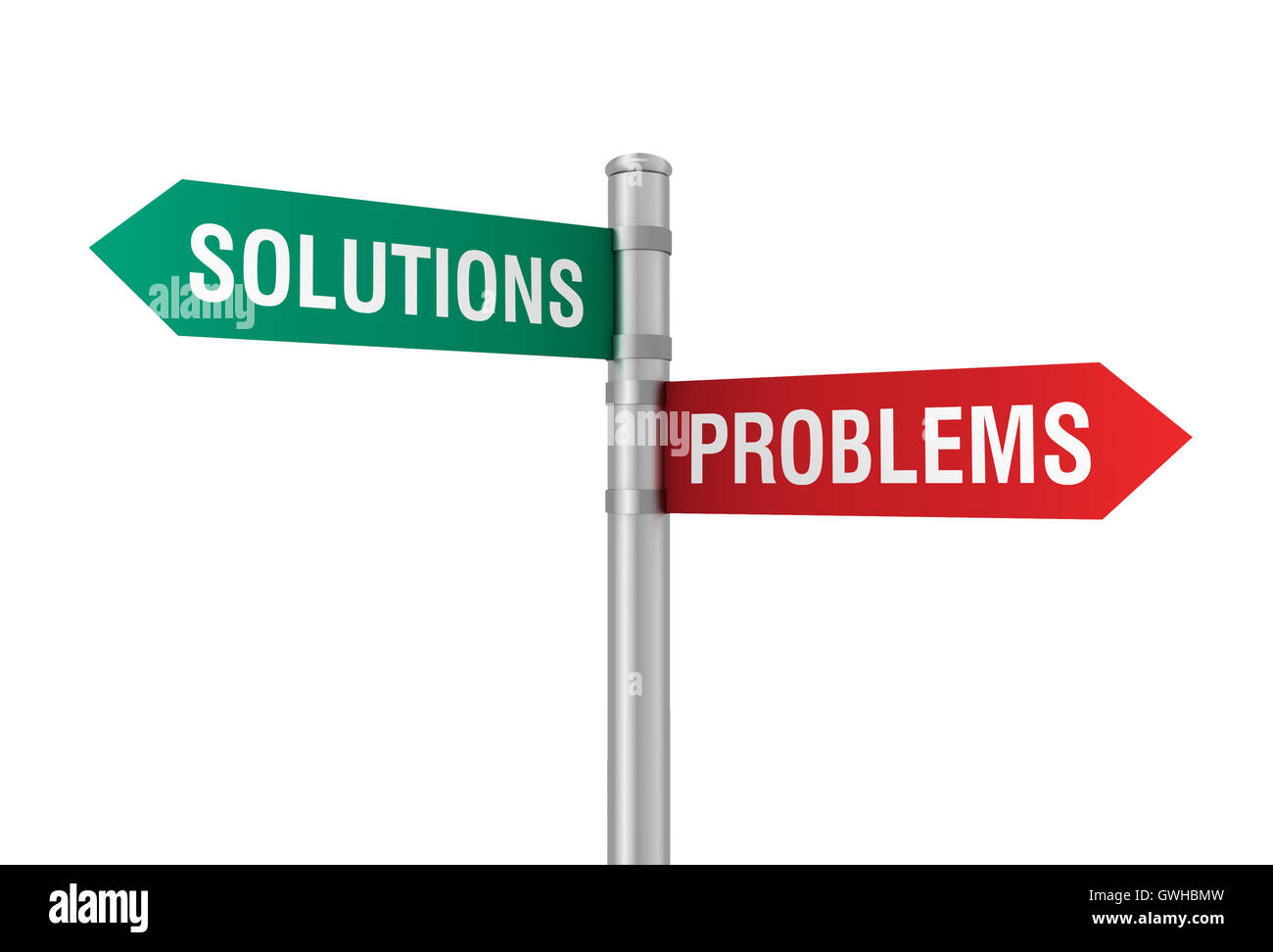 problems solutions road sign 3d illustration Stock Photo Alamy