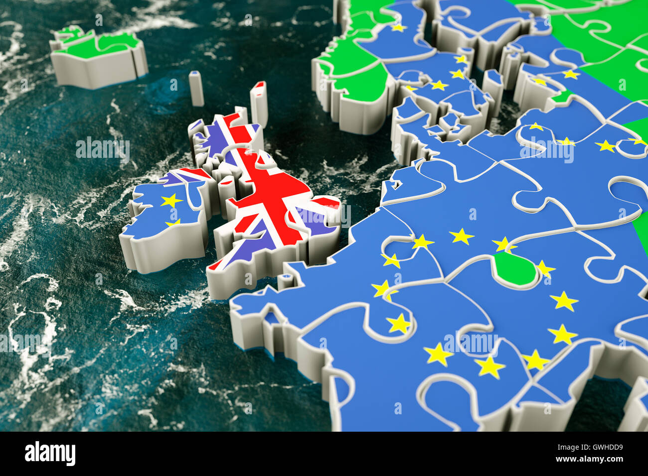 Brexit concept puzzle - Britain leaving the EU, European Union Stock Photo