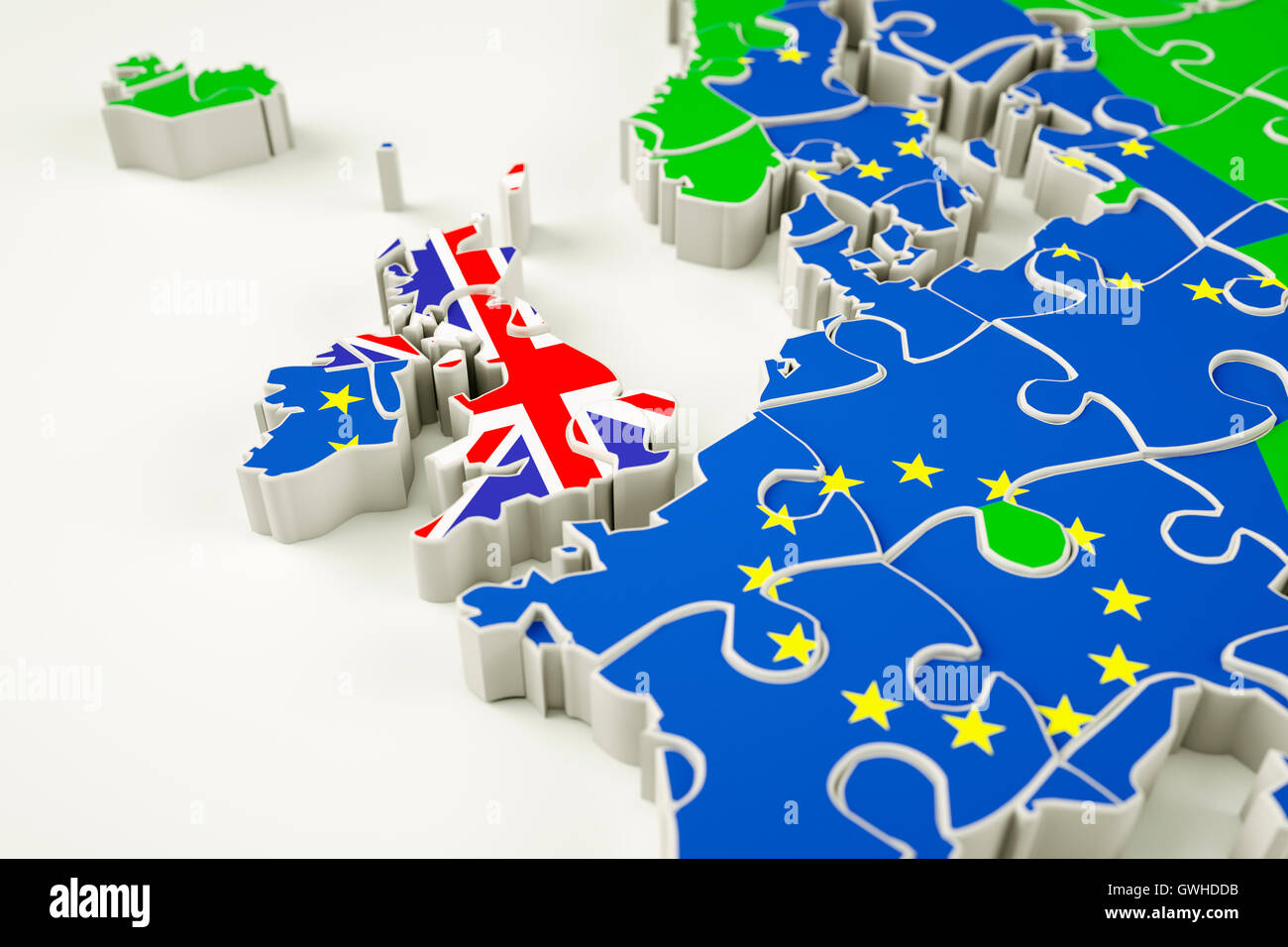Brexit concept puzzle - representing Brexit, the UK exit, the EU referendum, trade deal etc. Stock Photo