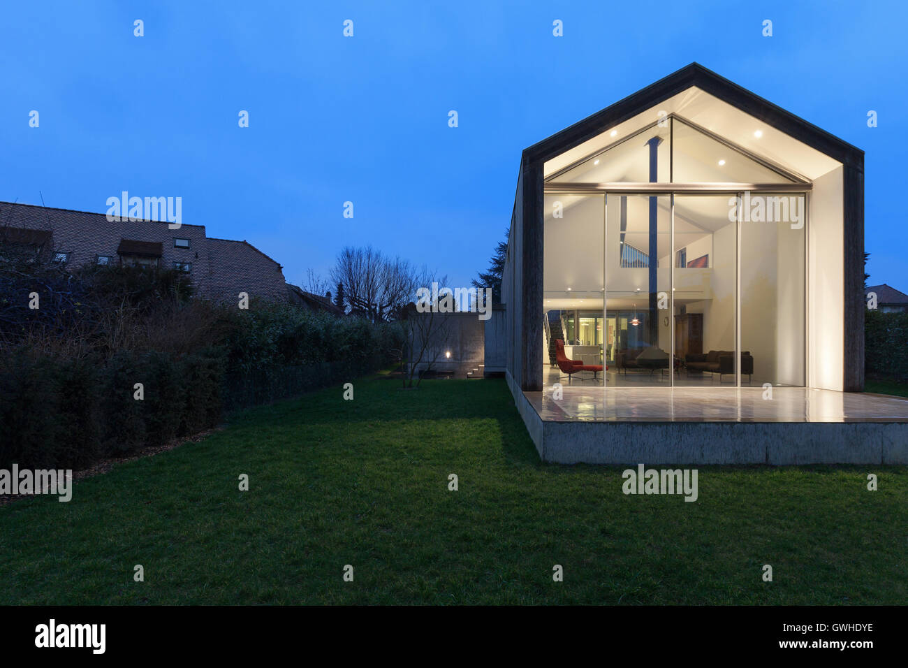 beautiful modern house, night scene Stock Photo Alamy
