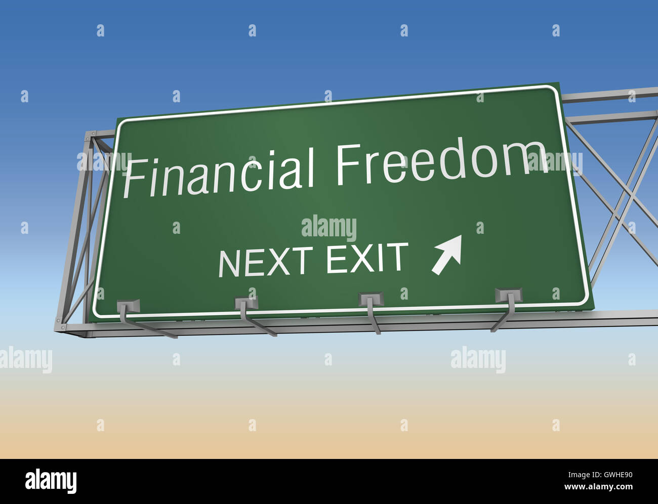 financial freedom road sign 3d illustration Stock Photo