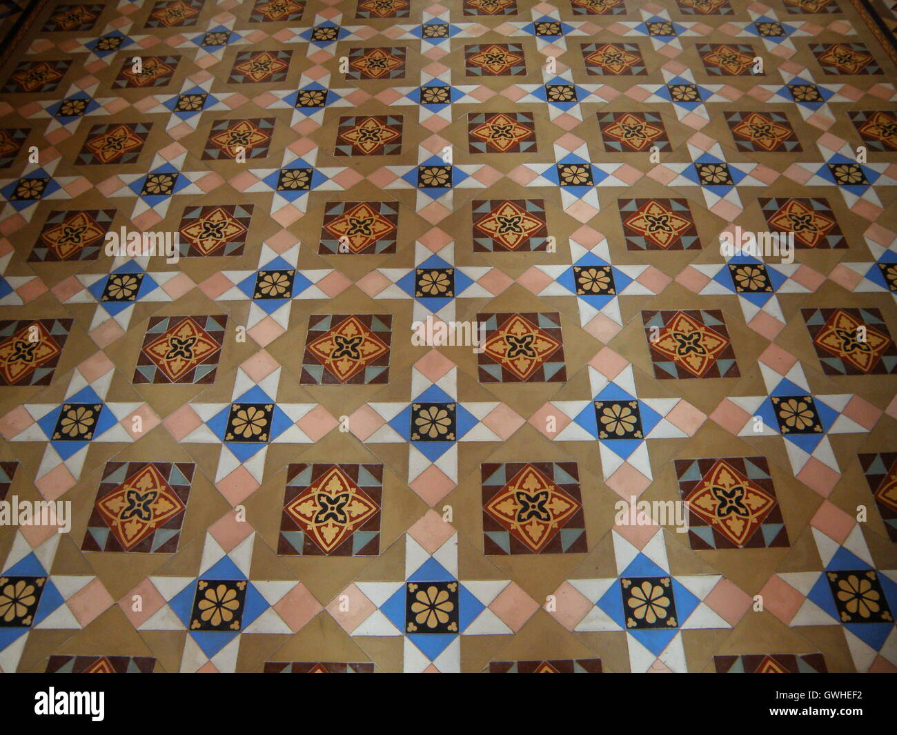 Indian Style Pattern Inlaid Marble Floor in the Old Palace of Rajasthan