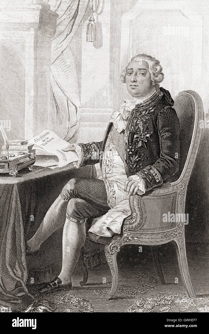 Louis XVI, 1754 – 1793, born Louis-Auguste, aka Louis Capet.  King of France. Stock Photo
