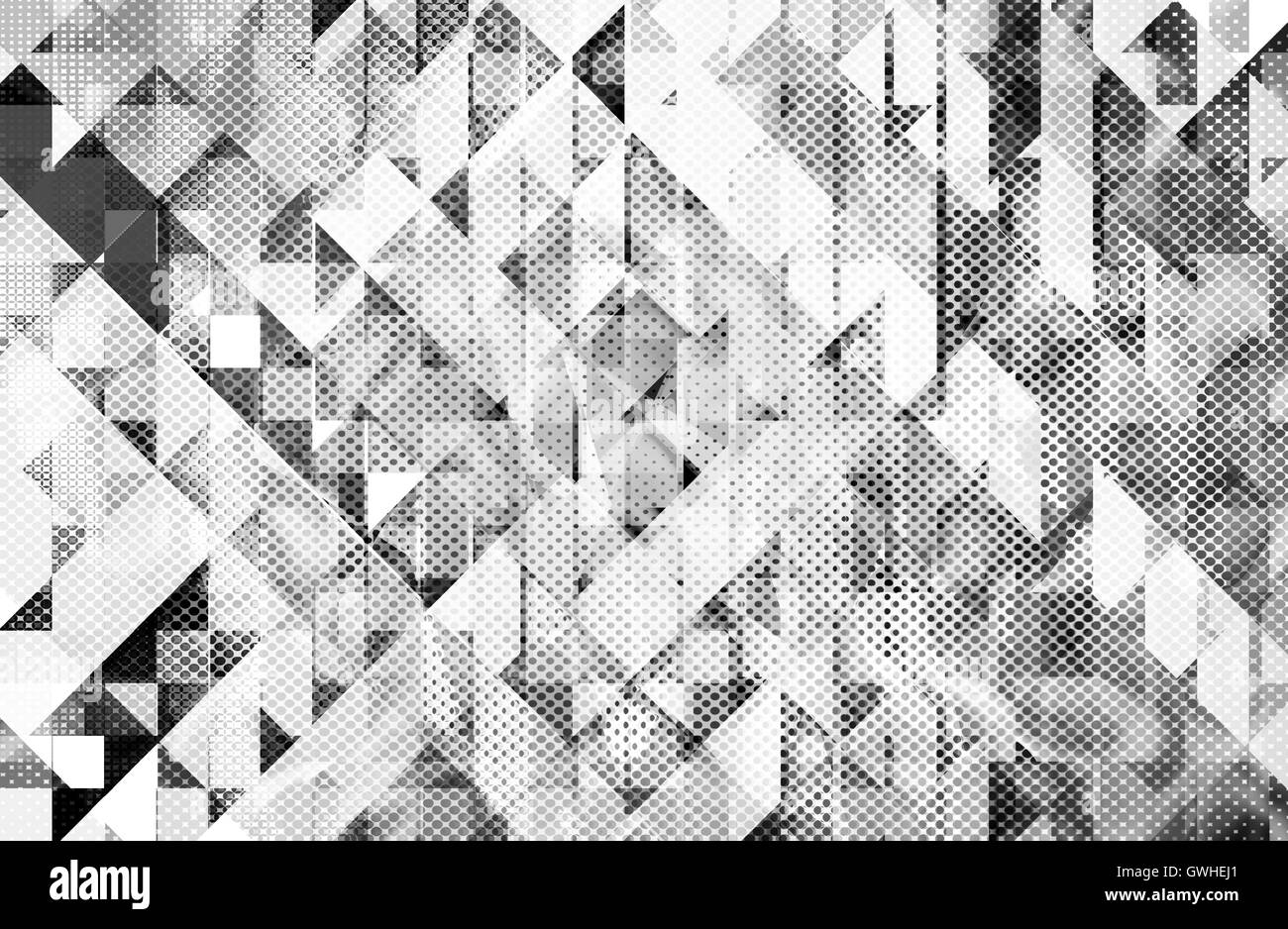 abstract black and white background and digital wave with square ...
