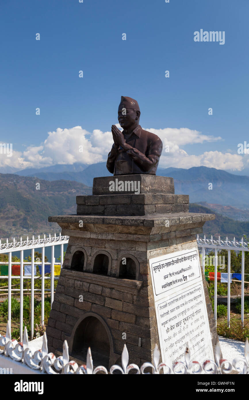 The statue of first elected deputy defense minister Min Bahadur Gurung, Pokhara, Nepal Stock Photo