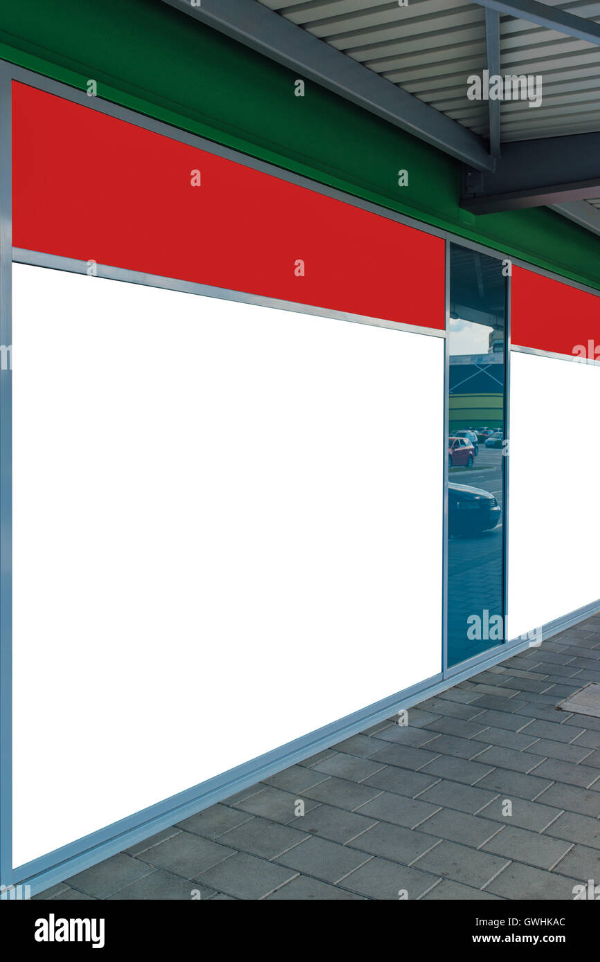 Blank store front window as copy space for graphics design mock up Stock Photo