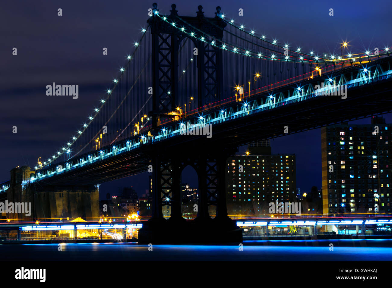 Bright lights of New York City at night Stock Photo - Alamy