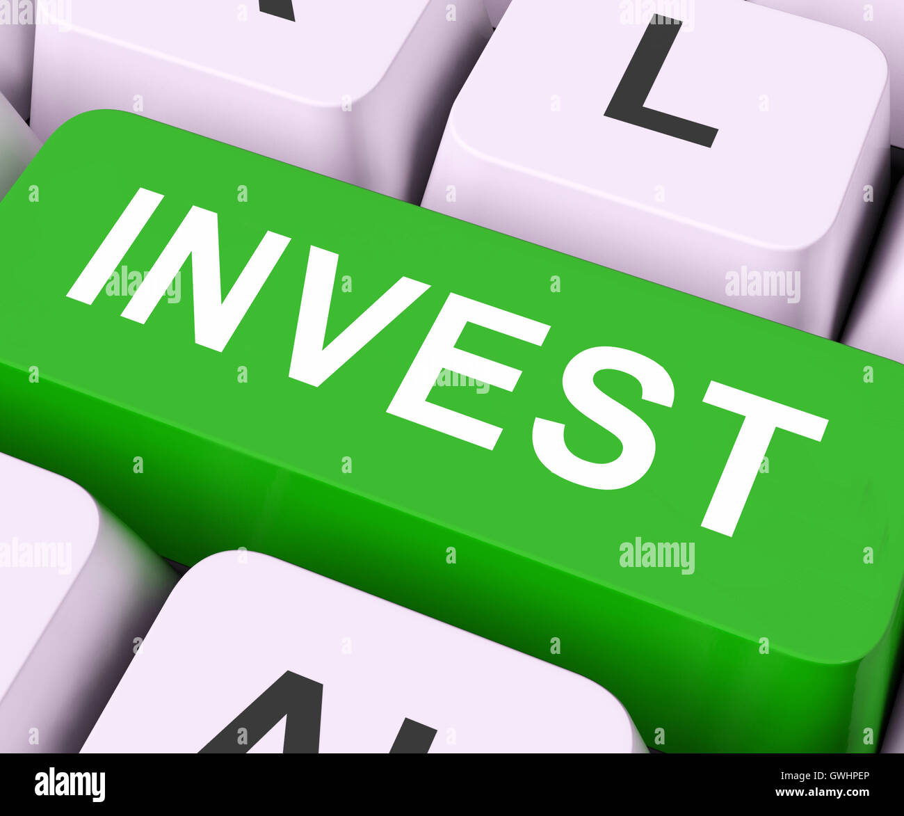 Invest Key Means Investing Stock Photo