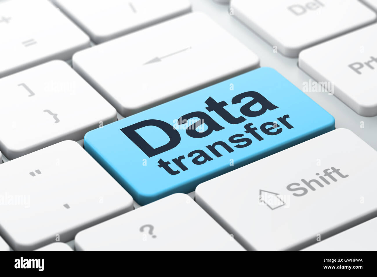 Information concept: Data Transfer on computer keyboard backgrou Stock ...