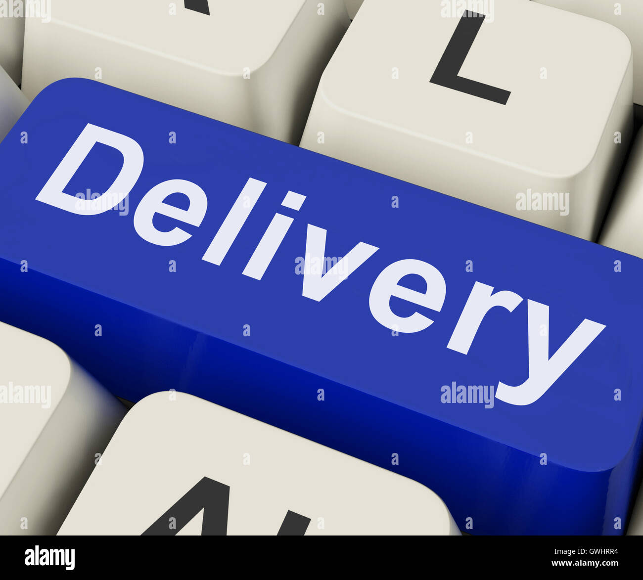 Delivery Key Means Distribution Or Transmission Stock Photo