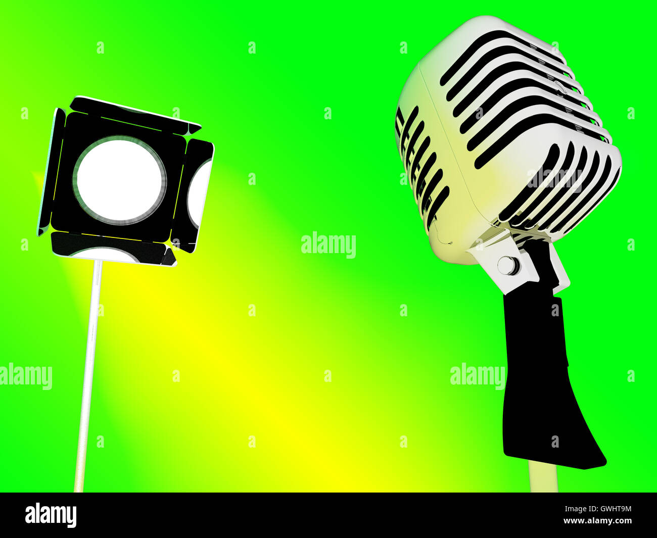 Light And Microphone Shows Concert Entertainment Or Talent Stock Photo