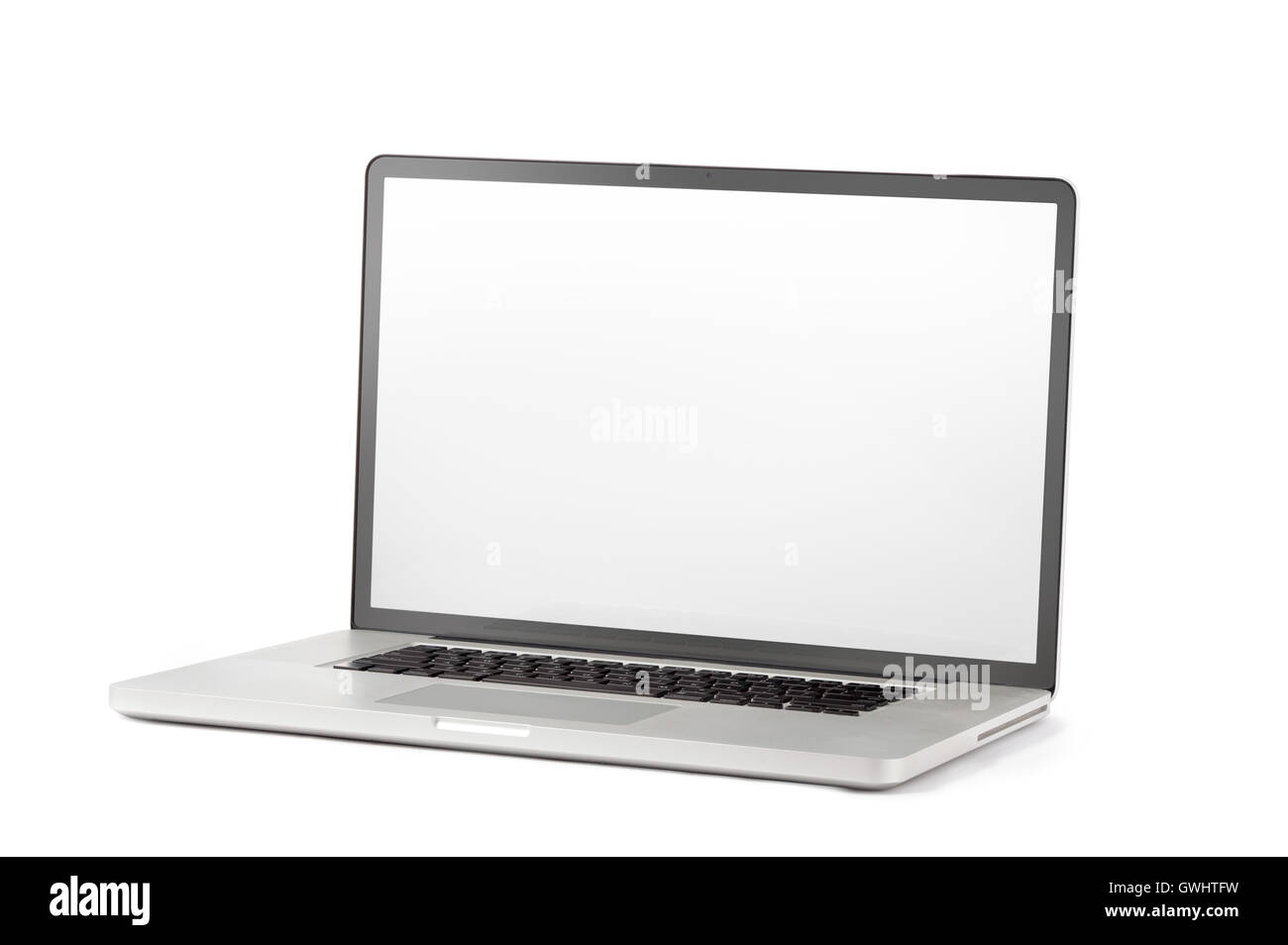 open blank laptop isolated on a white background Stock Photo