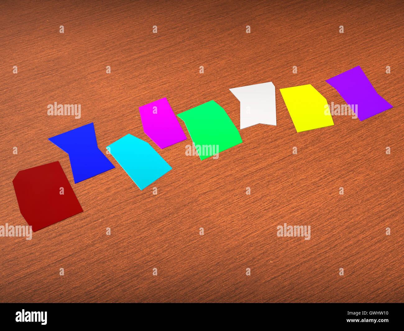 Eight Blank Paper Slips Show Copyspace For 8 Letter Word Stock Photo