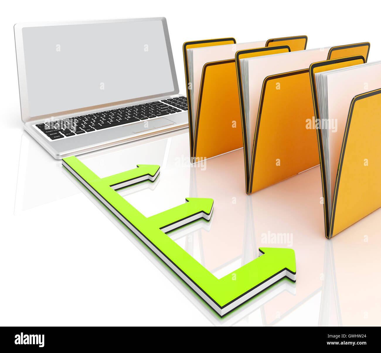 Laptop And Folders Shows Administration And Organized Stock Photo Alamy