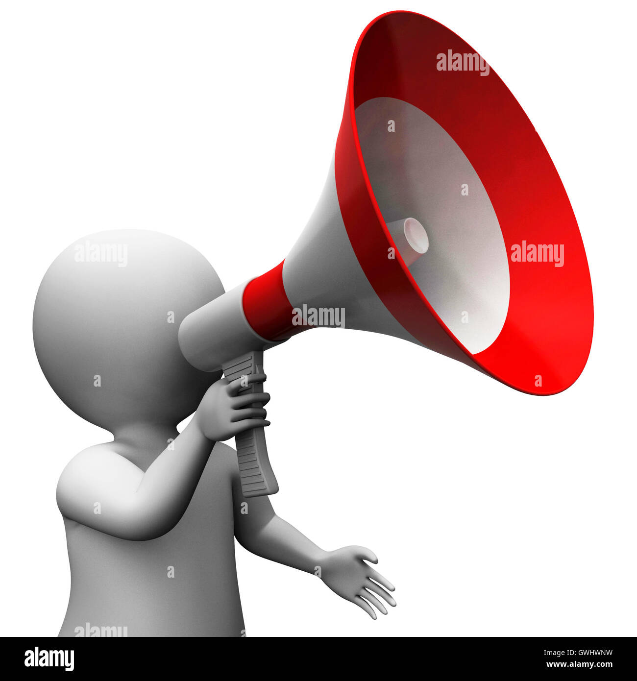 Megaphone Character Shows Speech Shouting Announcing And Announc Stock  Photo - Alamy