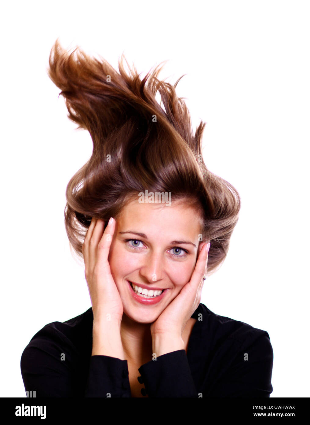 Closeup portrait of a happy young woman Stock Photo - Alamy