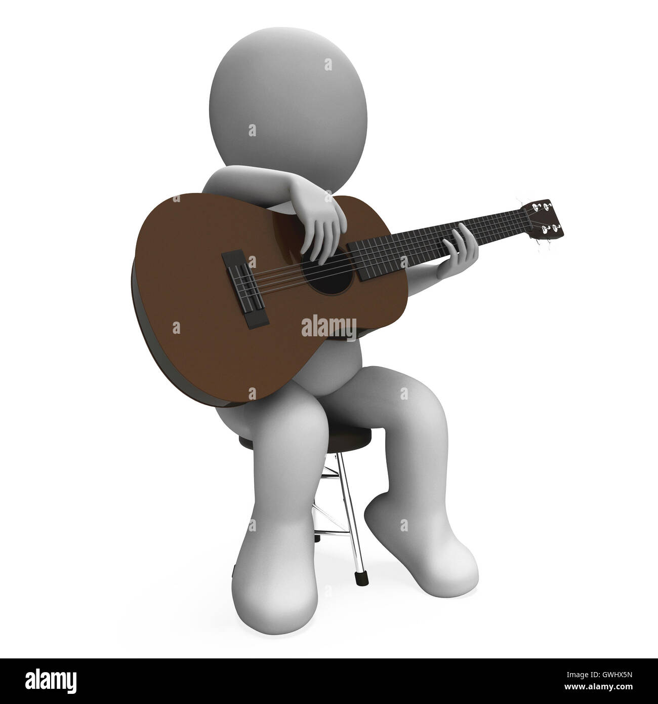 Acoustic Guitar Character Shows Guitarist Music And Performance Stock Photo