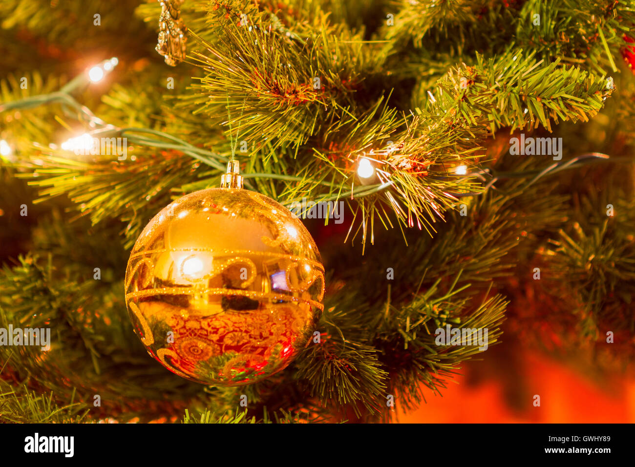 Bright colorful decorations on a Christmas Tree Stock Photo Alamy