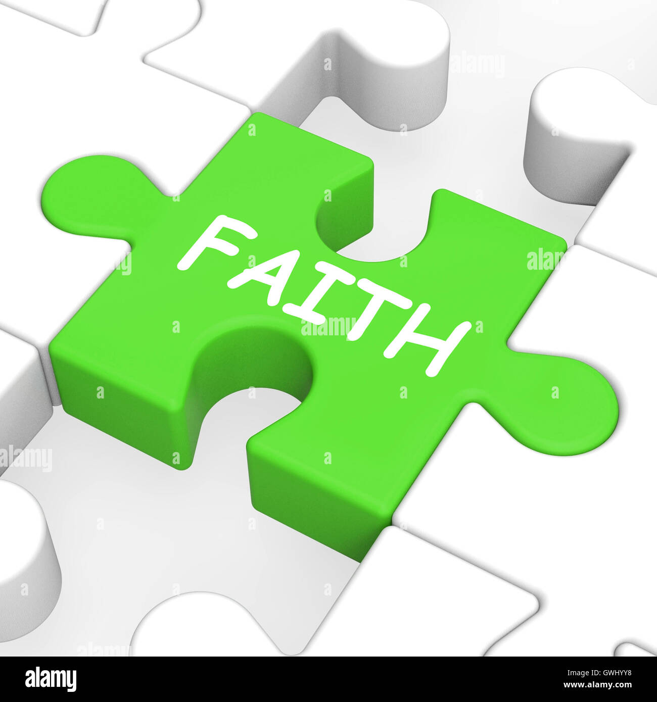 Faith Jigsaw Showing Spiritual Belief Or Trust Stock Photo