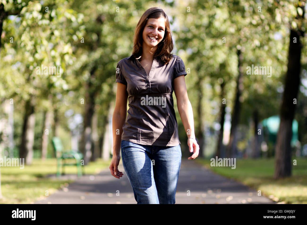 Closeup portrait of a happy young woman smiling Stock Photo - Alamy