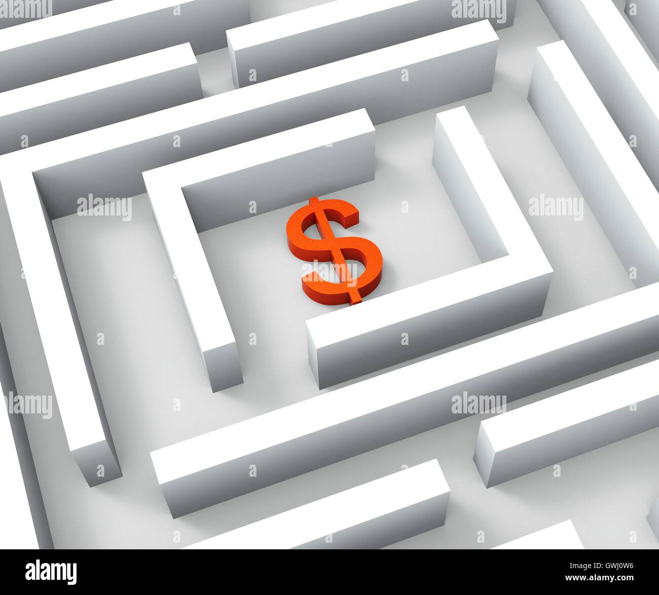 Dollar Sign In Maze Shows Dollars Credit Stock Photo