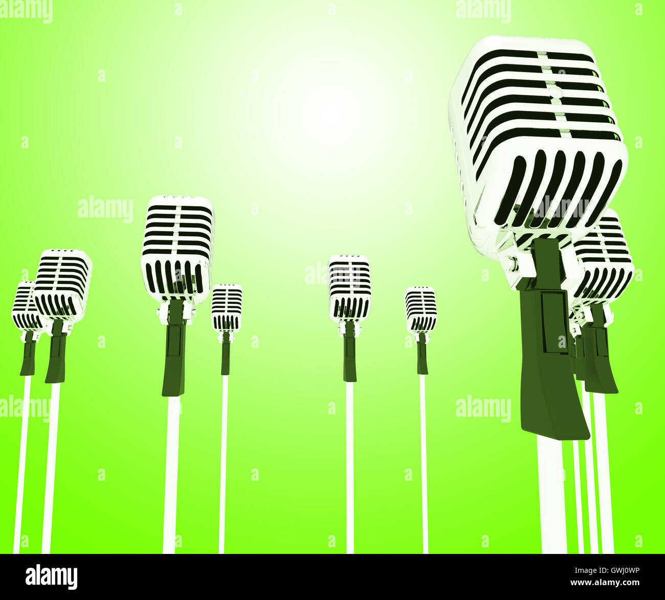 Microphones Mics Shows Musical Group Or Concert Stock Photo