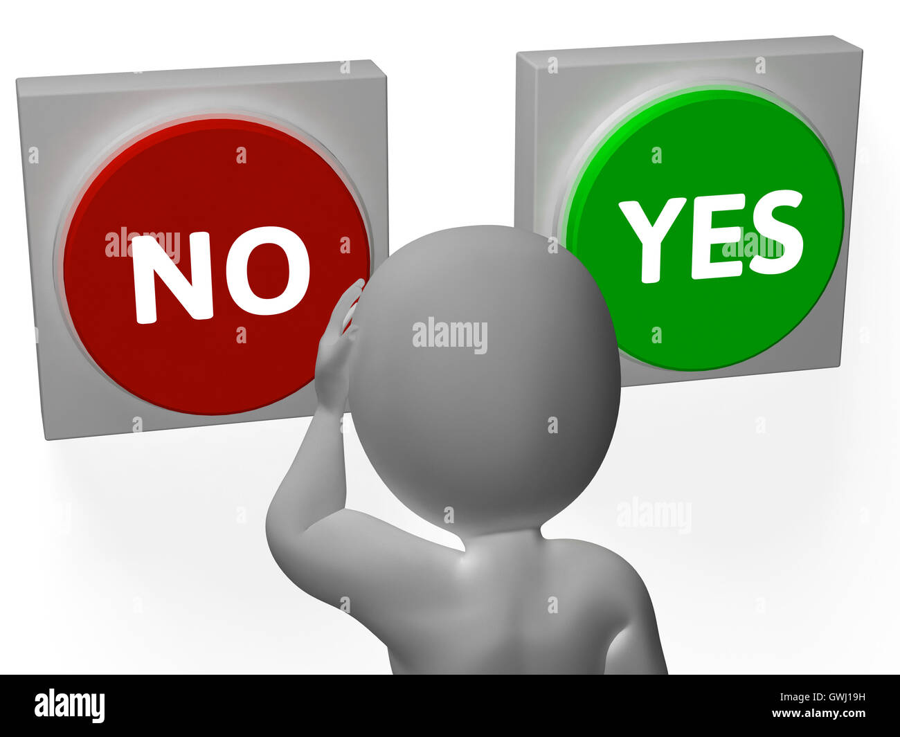 No Yes Buttons Show Rejection Or Granted Stock Photo
