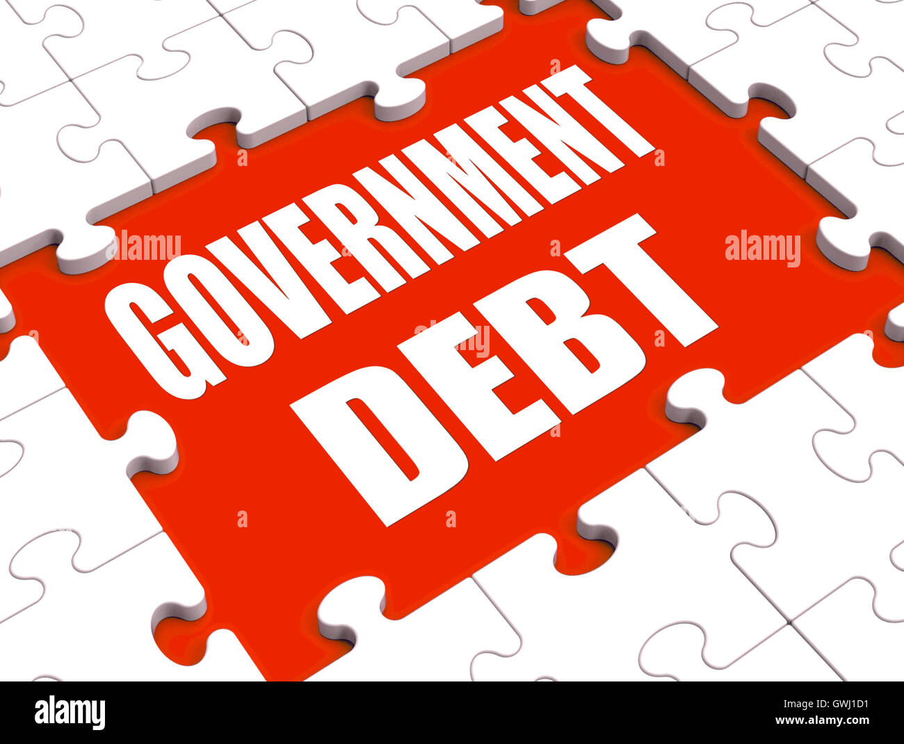 Government Debt Puzzle Shows Nation Penniless And Bankrupt Stock Photo