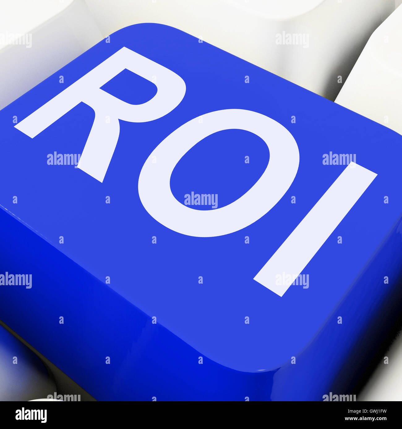 Roi Key Shows Return On Investment Or Finance Stock Photo