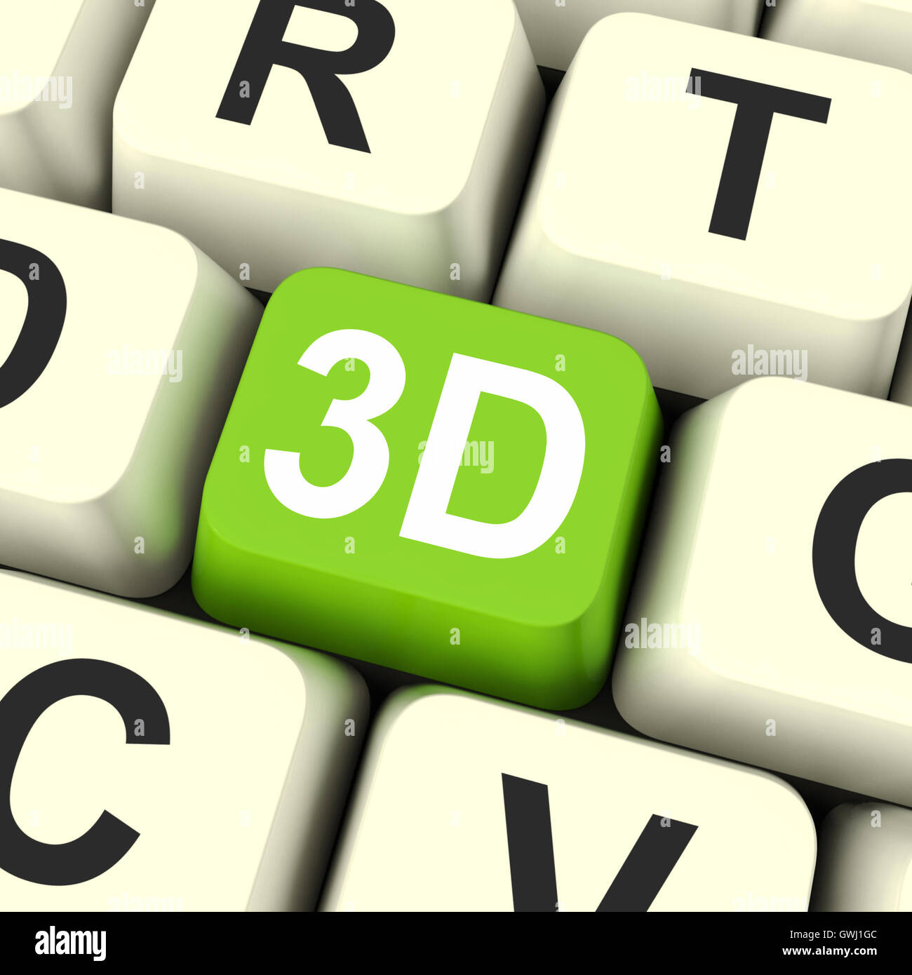 3d Key Shows Three Dimensional Printer Or Font Stock Photo - Alamy