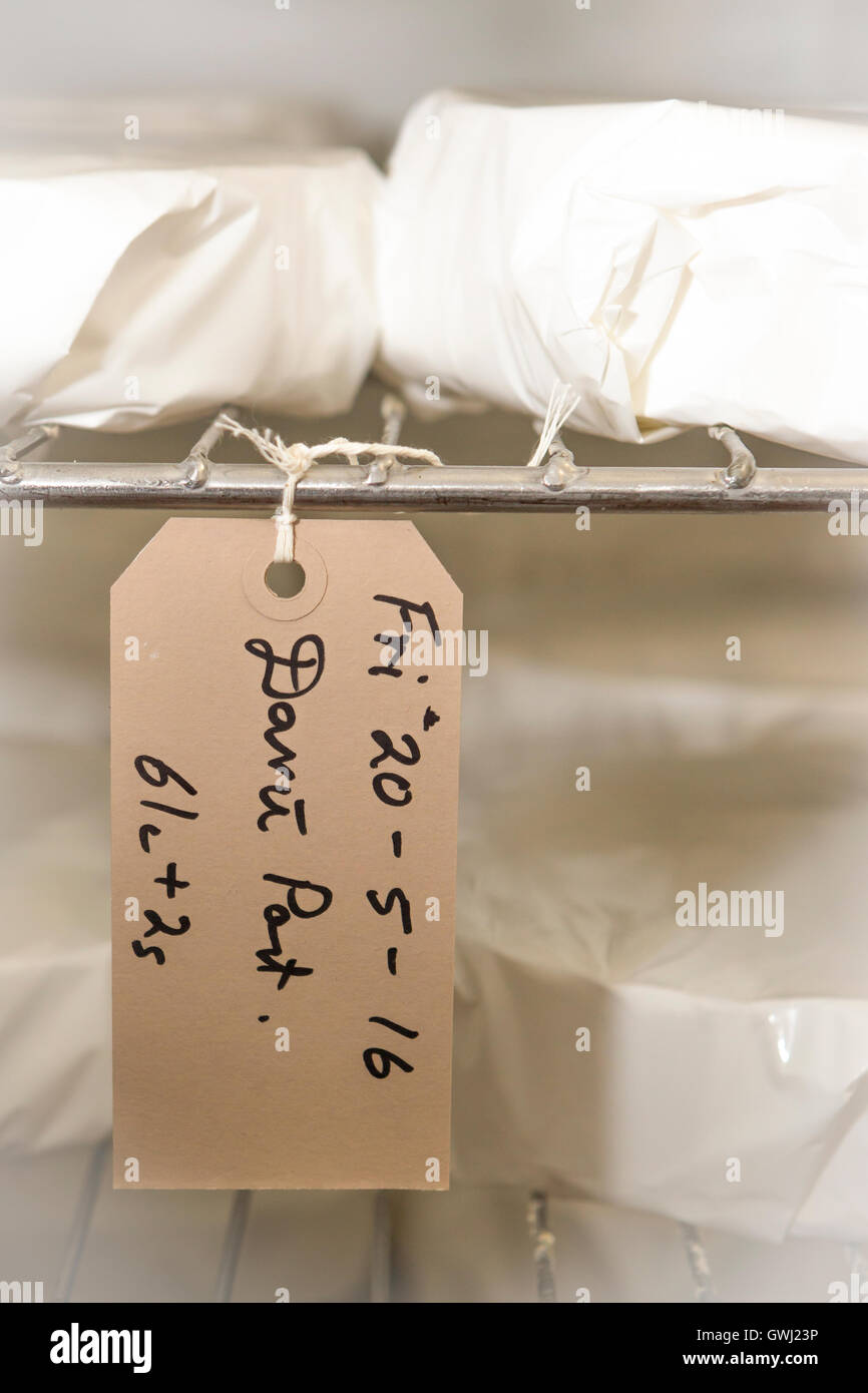 Ripening Cheeses. Irish cheese making farm, County Tipperary, Ireland