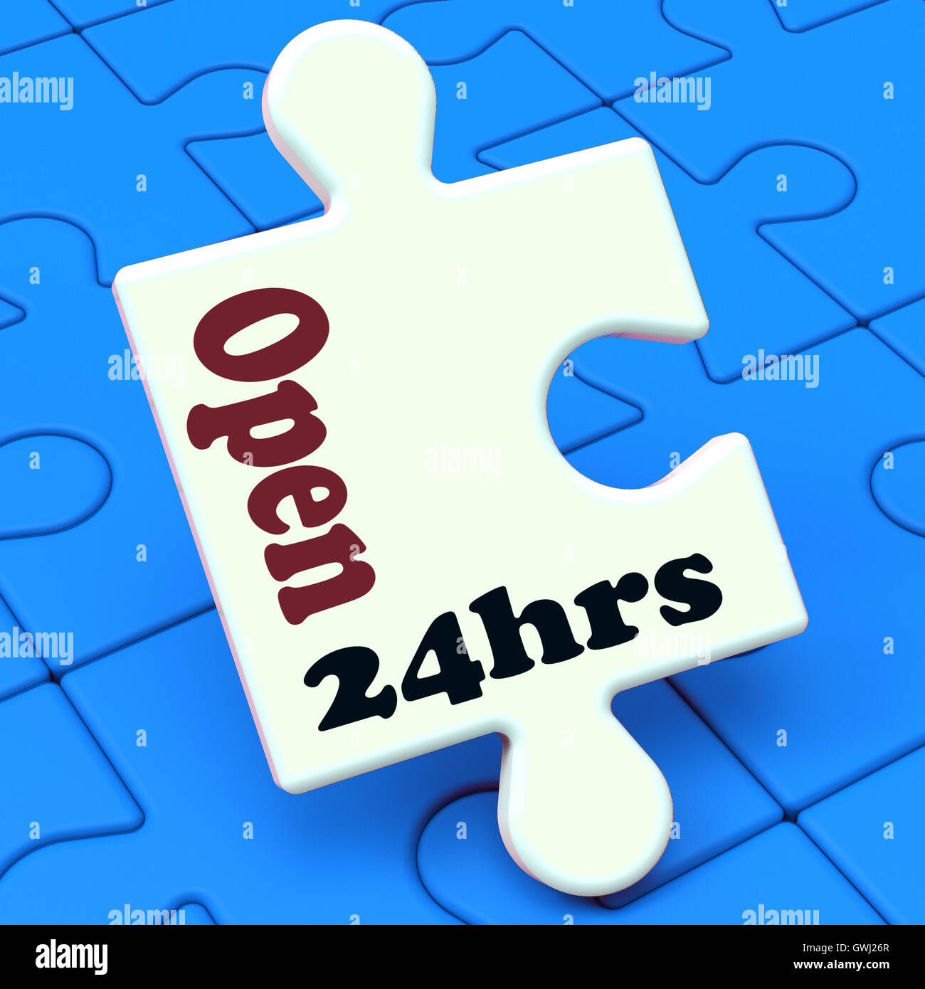 Open 24 Hours Puzzle Shows All Day 24hr Service Stock Photo