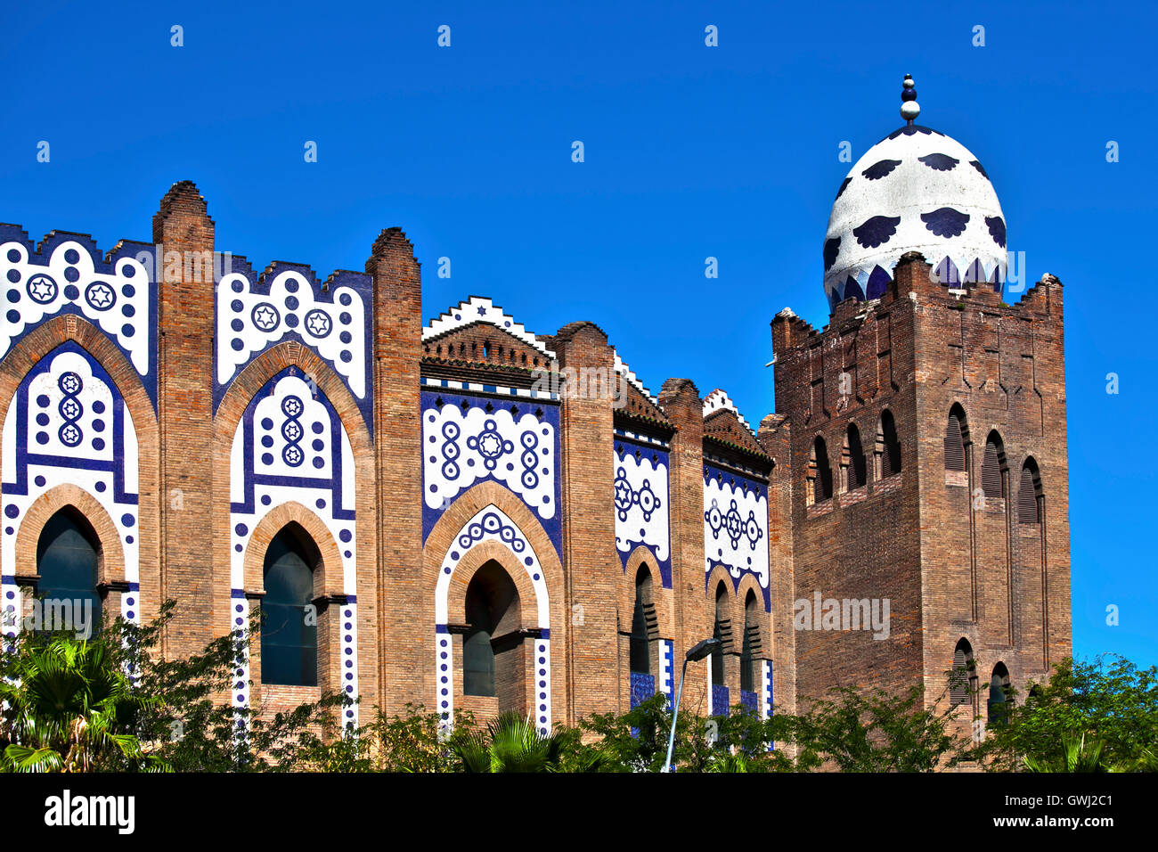 BARCELONA, SPAIN - JULY 31, 2015: The Plaza Monumental de Barcelona or known as La Monumental. It is a bullring and bullfighting Stock Photo