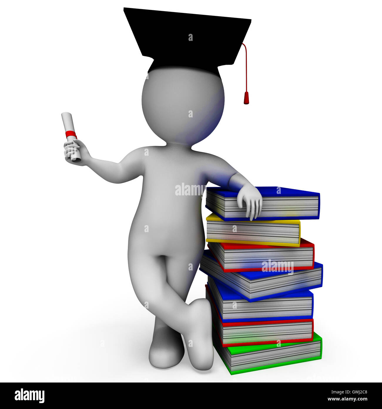 Student With Diploma Shows Graduation Stock Photo
