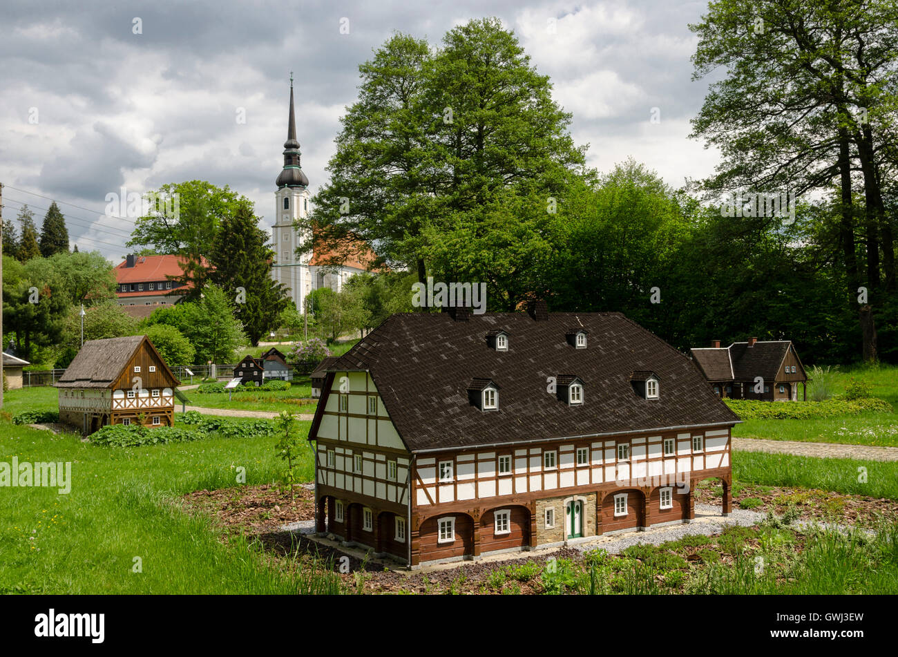 Oberlausitz, Umgebindehauspark in Cunewalde Stock Photo