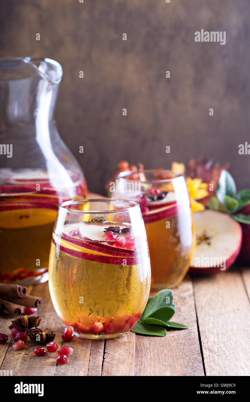 Fall sparkling drink with apple cider and pomegranate Stock Photo Alamy