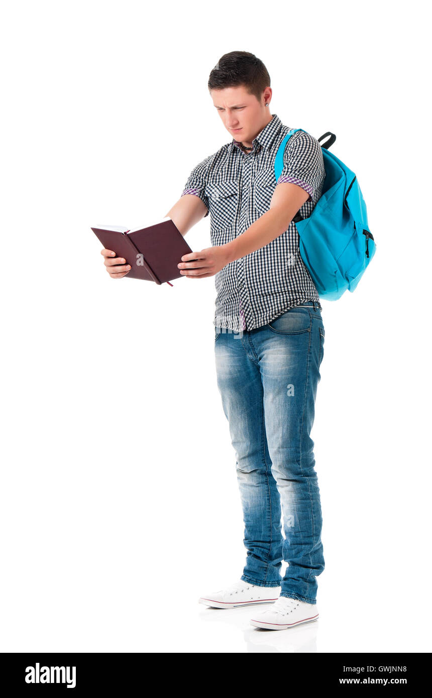 Boy student with notepad Stock Photo - Alamy