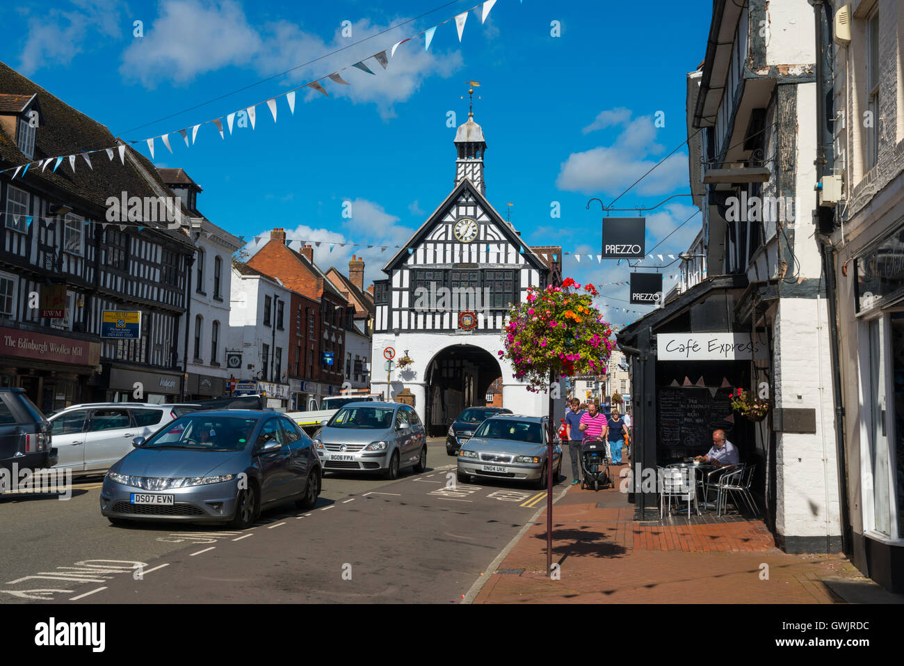 Bridgnorth Town Hall and High Street, Shropshire. Stock Photo