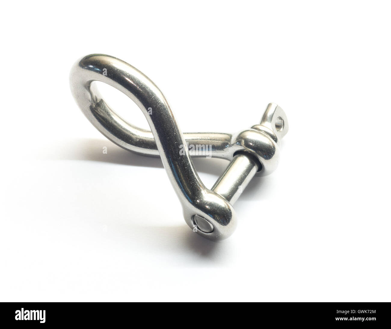 Twisted dee shackle made from 316 A4 stainless steel Stock Photo