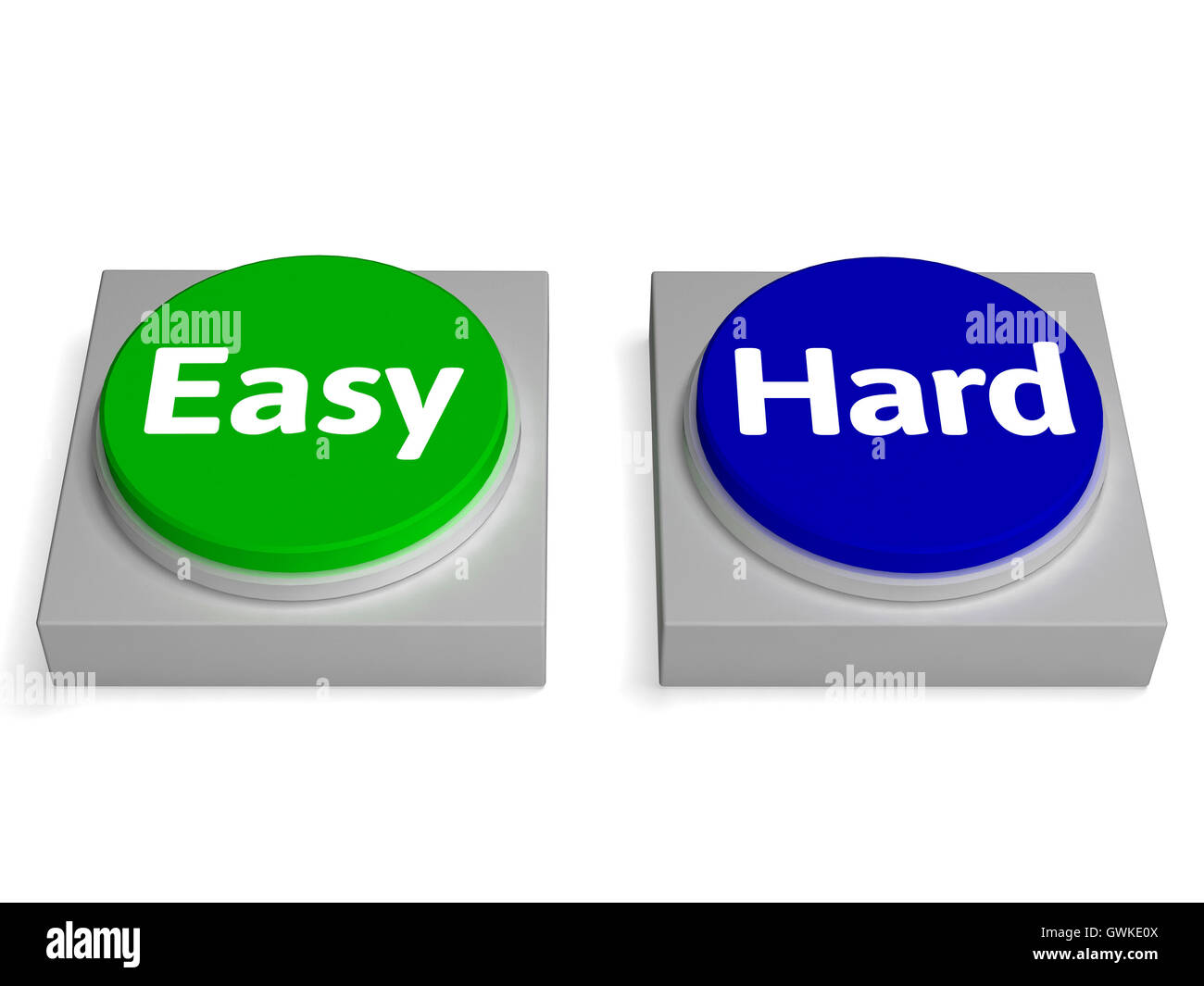 Easy Hard Buttons Shows Easiest Or Hardest Stock Photo