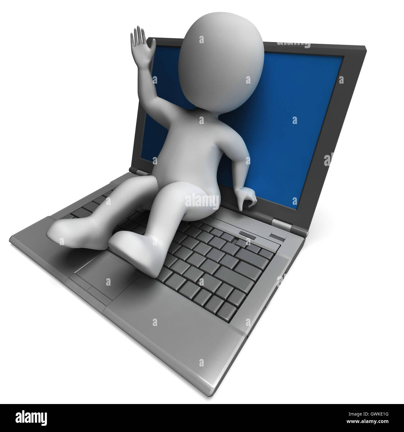 Pc Computer Character Showing Surfing Internet Stock Photo