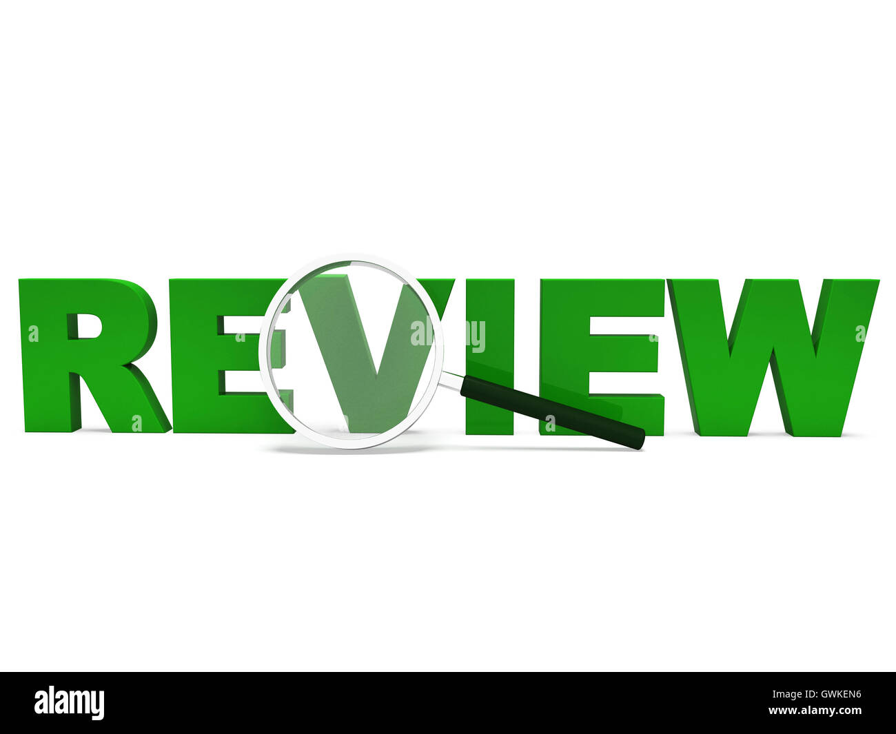 Review Word Shows Assessment Evaluating Evaluates And Reviews Stock Photo