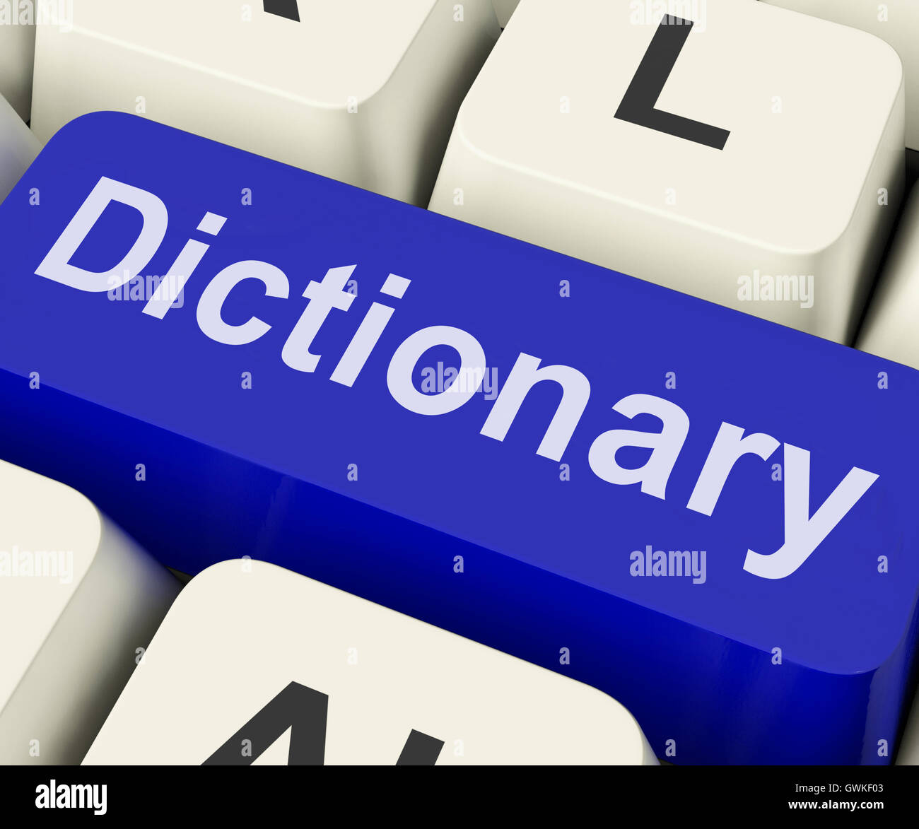 Dictionary Key Shows Online Or Web Definition Reference Stock Photo