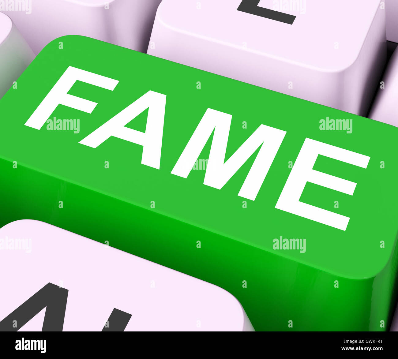 Fame Keys Mean Renowned Or Popular Stock Photo