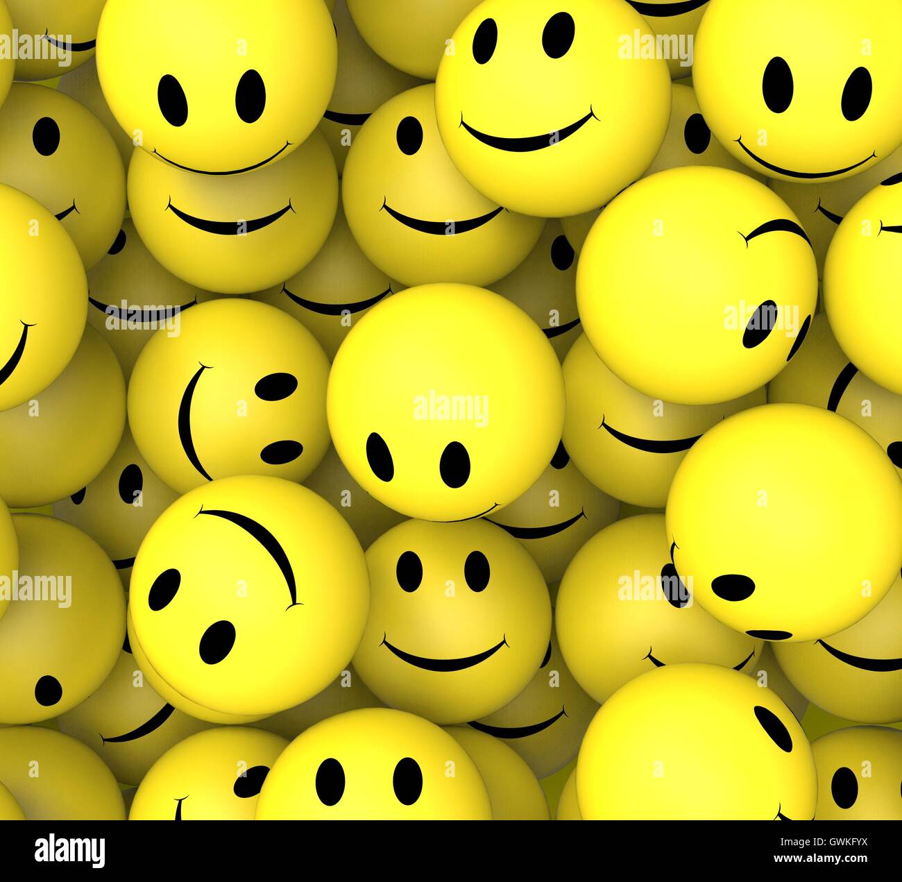 Smileys Showing Happy Cheerful Faces Stock Photo