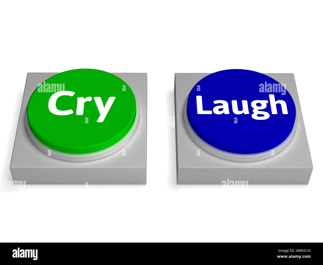 Cry Laugh Buttons Shows Crying Or Laughing Stock Photo Alamy